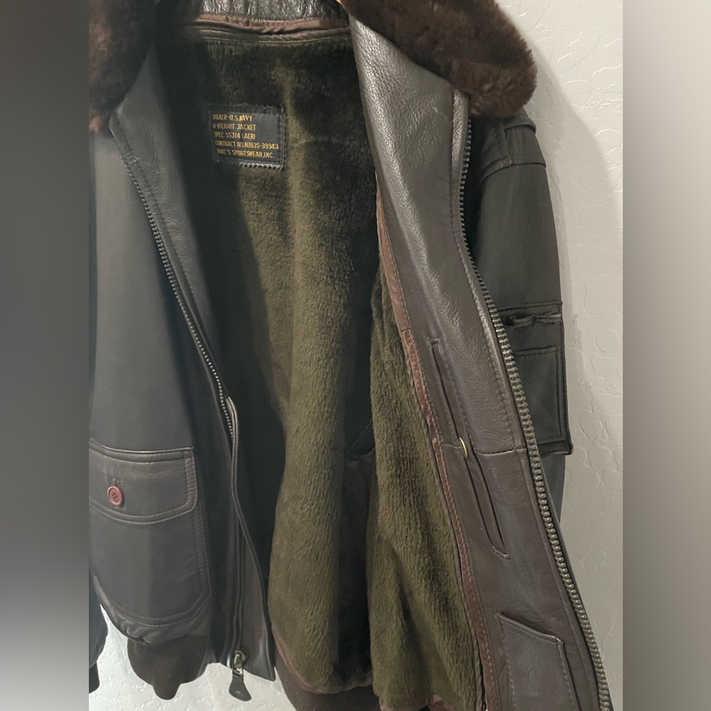 BUAER US Navy G-1 Flight Leather Jacket 55J14 N383S-39943 Large - Picture 6 of 9